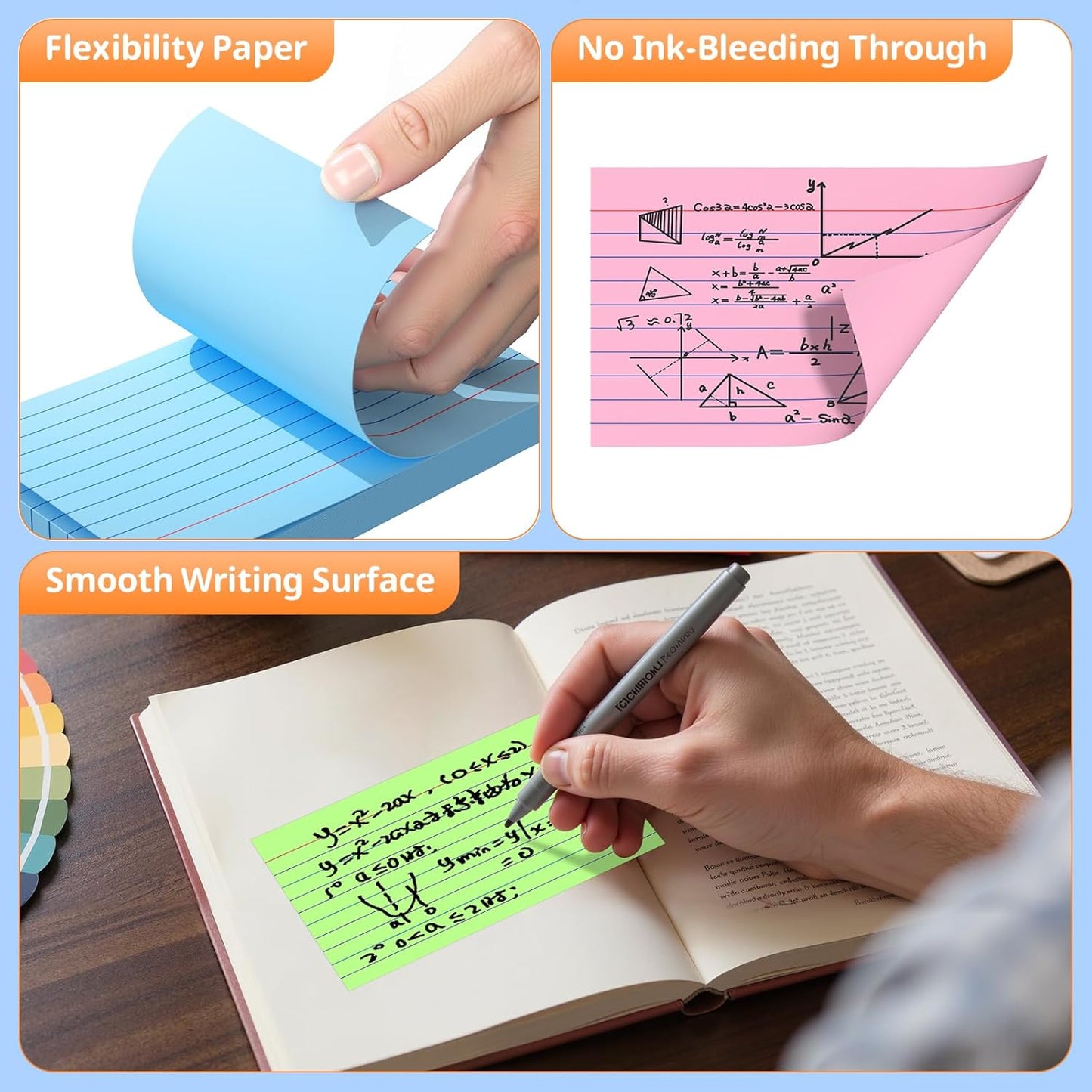 Index Cards 3 X 5, 250 Count, Colored Flash Cards For Studying, Lined Flashcards Notecards, Study Card, Ruled Front And Blank Back, Heavy Note Cards For Office, Home And School