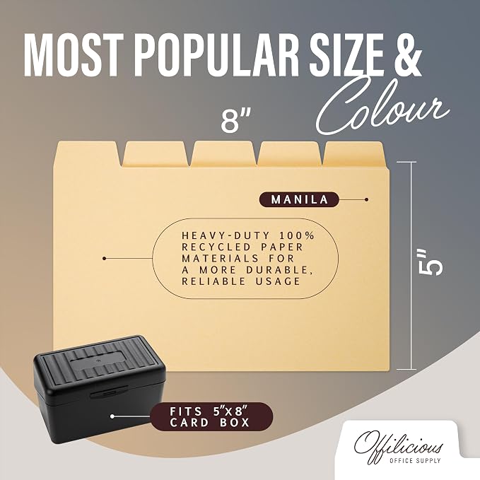 Index Card Dividers 5x8" — 50 Pcs of Cardboard Alphabet Dividers - Image 3