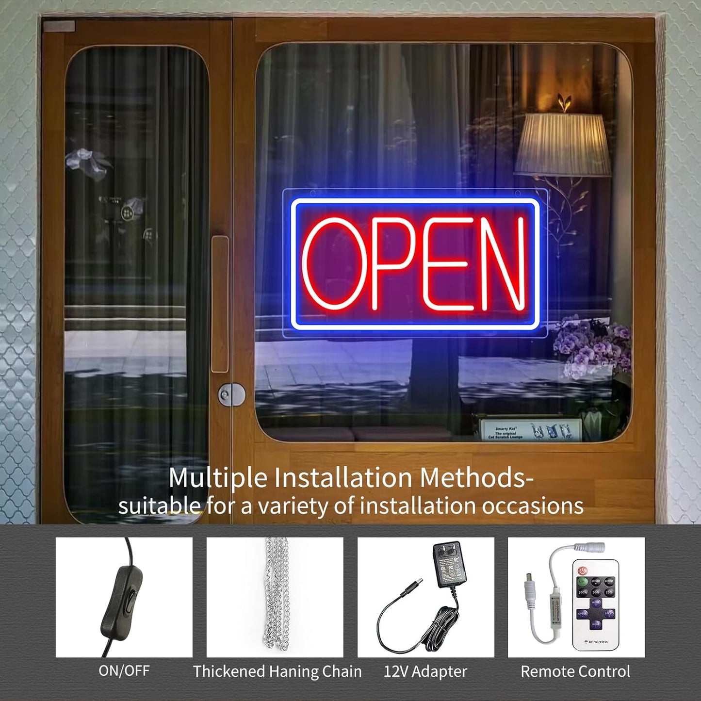 Open Signs for Bussines Ultra Bright 12V Neon Open Signs Light Up LED Open Sign with ON/OFF Switch for Window Storefront Florists Bar Salon Cafes Restaurant 16 Inch
