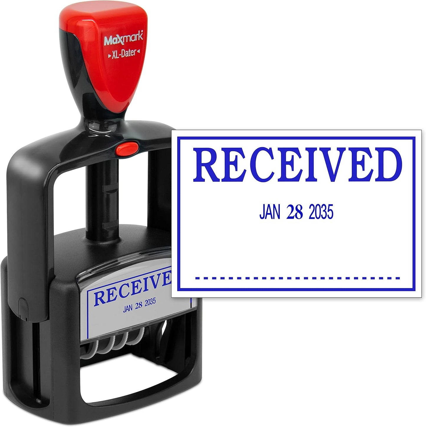 MaxMark Heavy Duty Style 3 Date Stamp with Received self Inking Stamp - Blue Ink