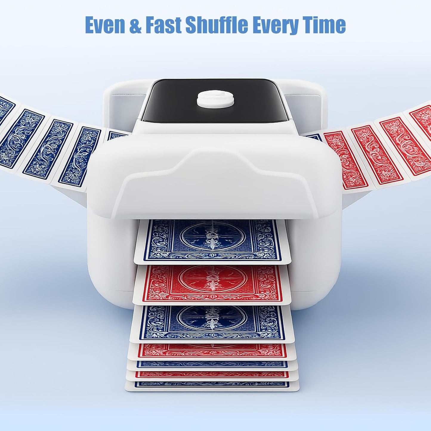 BEE&FLOWER Card Shuffler Rechargeable Automatic Shuffler Low Noise Fast Shuffle for 1–2 Decks with Auto/Manual Modes Compatible with Poker, Blackjack, Texas Hold’em, Bridge, Popular Card Games