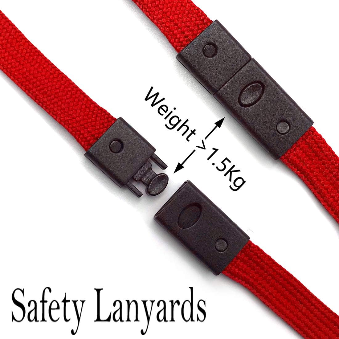Bird Fiy Lanyards Breakaway Bulk Red Lanyards Neck Flat Safety Badge Lanyard Bulldog Clip (Red, 50 PCS)