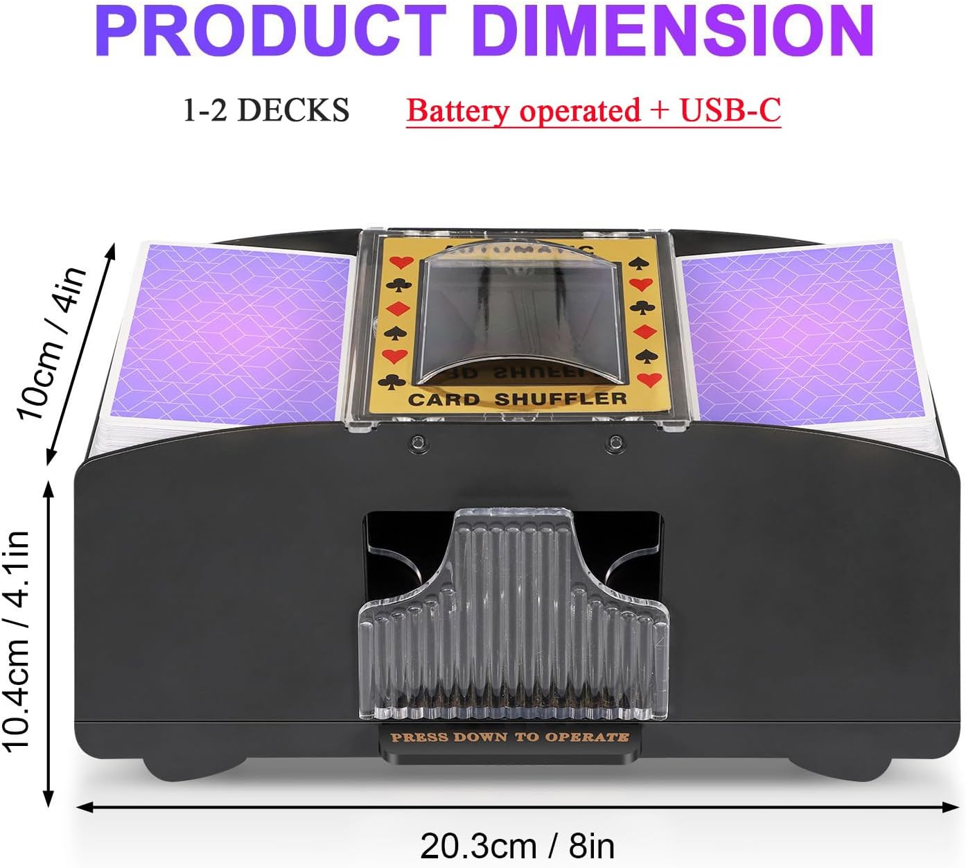 Automatic Card Shuffler 2 Deck,Battery-Operated/USB UNO Poker Shuffler,Playing Card Shuffler for Home Card Game,Travel