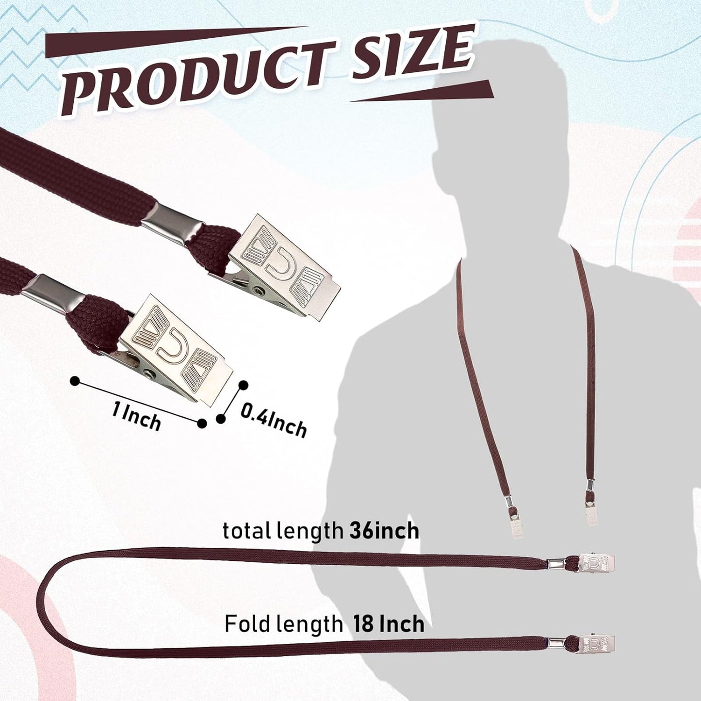 Patelai 100 Pack Double Clip Lanyards Bulk Face Mask Lanyard Twist Free 2 Hook Design Adjustable Badge Neck Strap for Conference Office Class Essential Back to School Gifts ID Card Keychain (Brown)