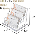 HeZone Business Card Holder for Desk 3 Slots 3 Tier, Cards Organizer for Women - Image 3