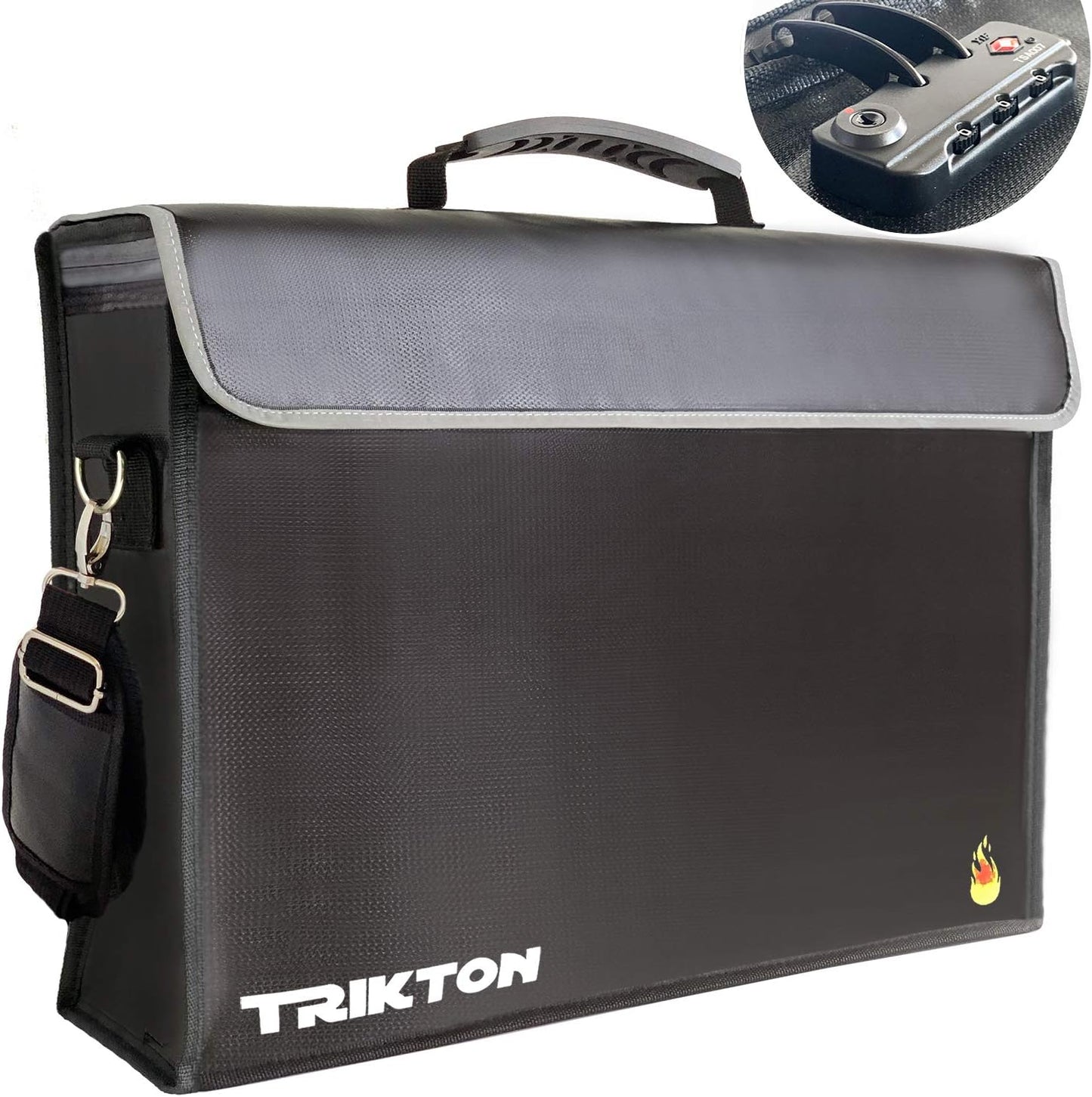 Fireproof and Waterproof Document Bag XXL 17.5x13x5 with Lock TSA for Travel, High-Viz Design, Fireproof Lock Box for Documents, Holds A3, Legal Size Files, Developed by USA Engineers and Firefighters