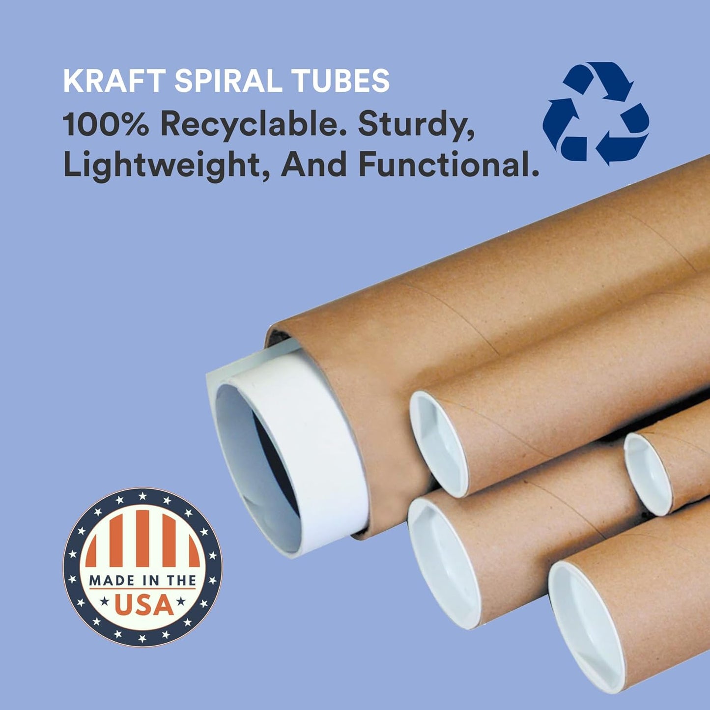 BOX USA Cardboard Tubes with Caps, 36"L x 3"W x 3"H, Pack of 24 | Poster Tube for Mailing and Storage of Blueprints, Artwork, Crafts, Long Art Holder, 36 inches
