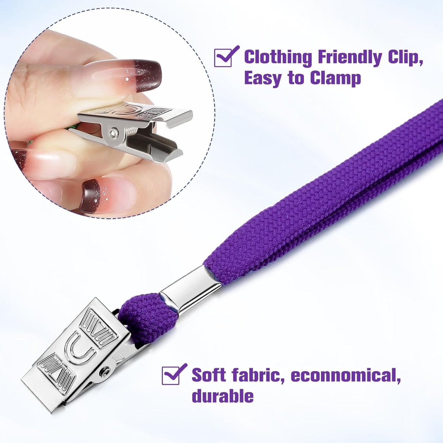 Marspark 200 Pcs Name Tag Lanyards with ID Holder Lanyards for ID Badges Resealable Flat Neck Name Tag with Clip Waterproof Plastic Clear Badges Bulk for School Office Supplies (Purple)