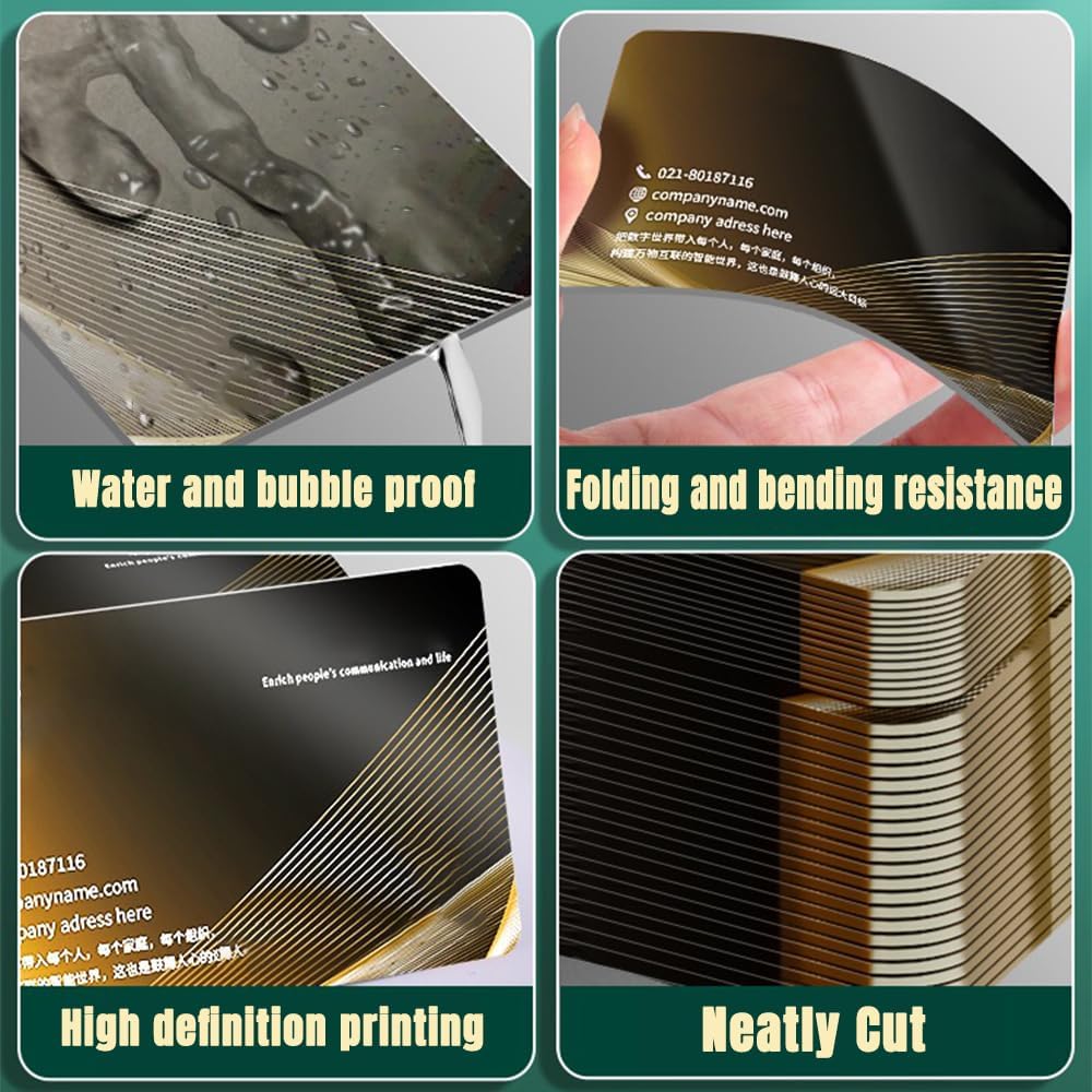 Custom Business Cards PVC Waterproof Add Photo/Text/Logo Print Your Own Business Cards Personalized Double-sided Printed Glossy Matte Frosted 0.76mm Thickness -500pcs