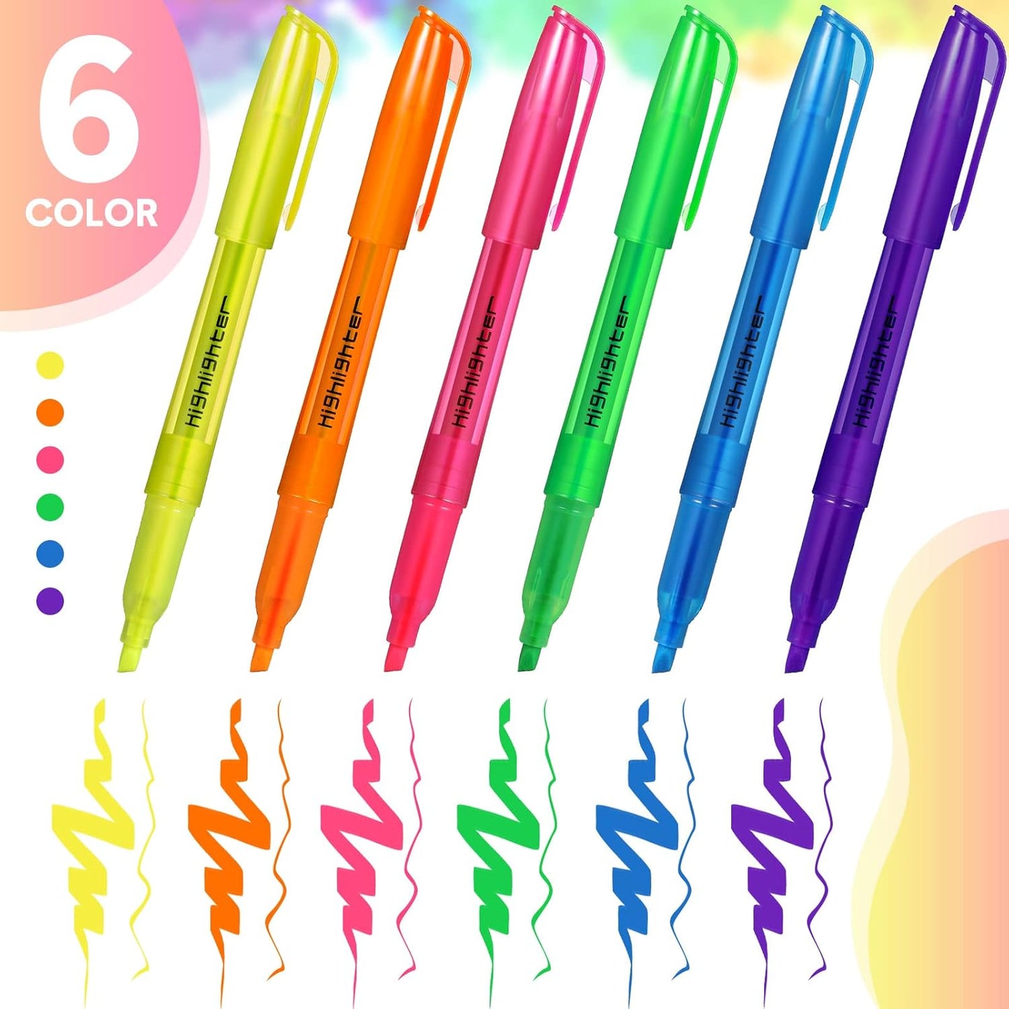 Thenshop 96 Pcs Highlighter Bulk Pack Assorted Colors Highlighter Markers Chisel Tip Fluorescent Pens for Office Classroom Back to School Supplies