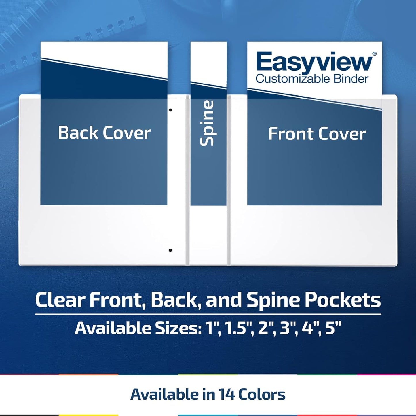 Easyview Premium 3-Ring Binders with Clear-View Covers and Round Rings, Binders for School or Office, 3 Inch, Pack of 6, Navy Blue