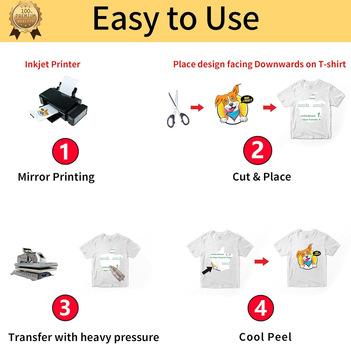 TransOurDream Iron on Heat Transfer Paper for Light Fabric (10 Sheets, 11x17") Iron-on Transfers Paper for Light T-Shirts Printable Heat Transfer Vinyl for Inkjet Printer (L1-1117-10)