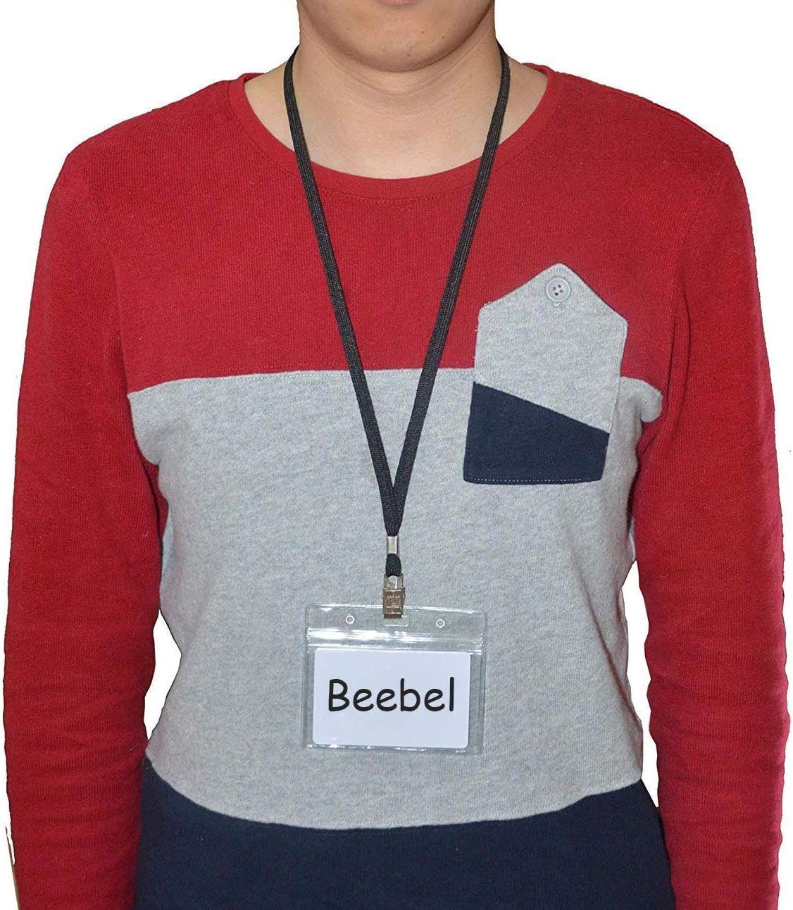 Beebel Lanyard 100 Pack Black Badge Lanyards Flat Lanyards Round 32" With with Badge Clip (Yellow)