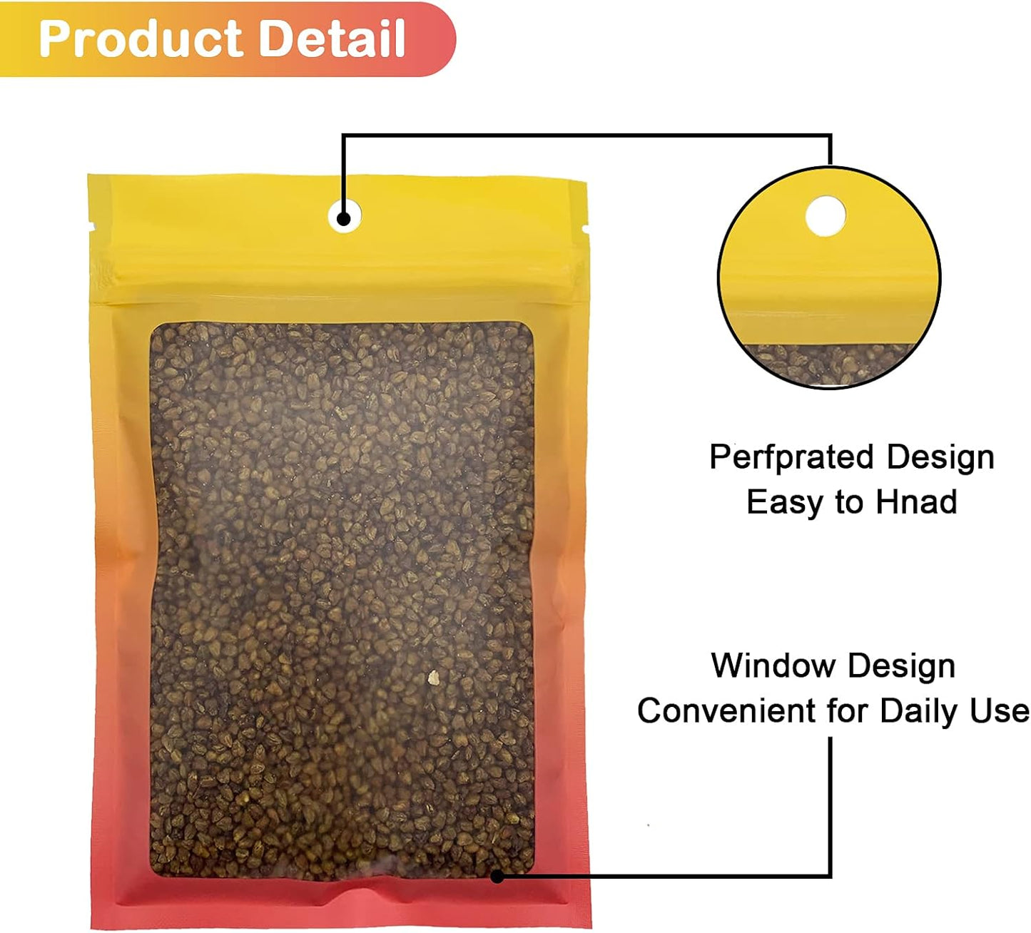 100 Pcs Resealable Mylar Bags, Gradient Color Food Storage Bags, Zip Bag Foil Bags Packaging Pouch for Food Storage, Sample, Small Business (Yellow Orange, 4 X 6 Inch)