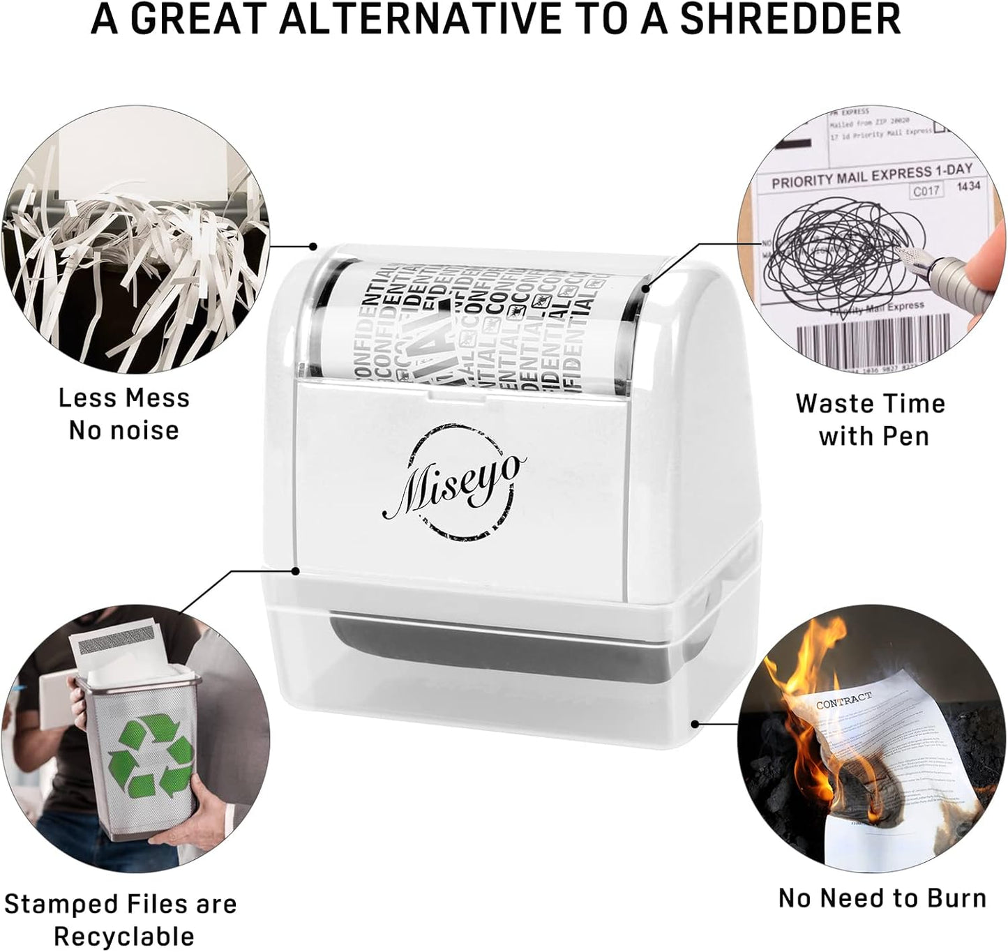 Miseyo Wide Roller Stamp Identity Theft Stamp 1.5 Inch Perfect for Privacy Protection - 3Pack Set(White)