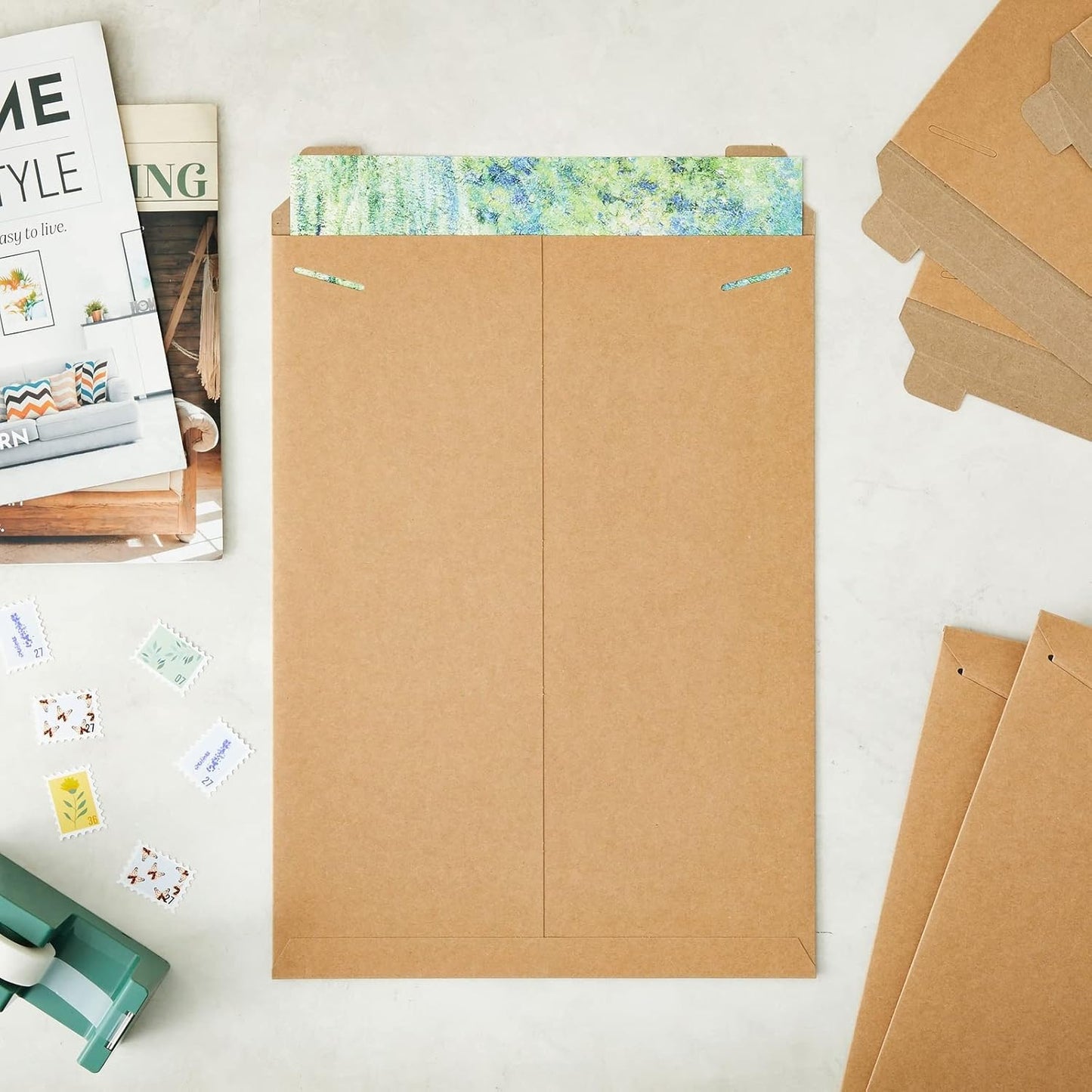 Juvale Flat Cardboard Art Mailers - 13 x 18 In, Brown, Pack of 25, 450 GSM - Poster Flat Mailers for Photos, Documents & CDs