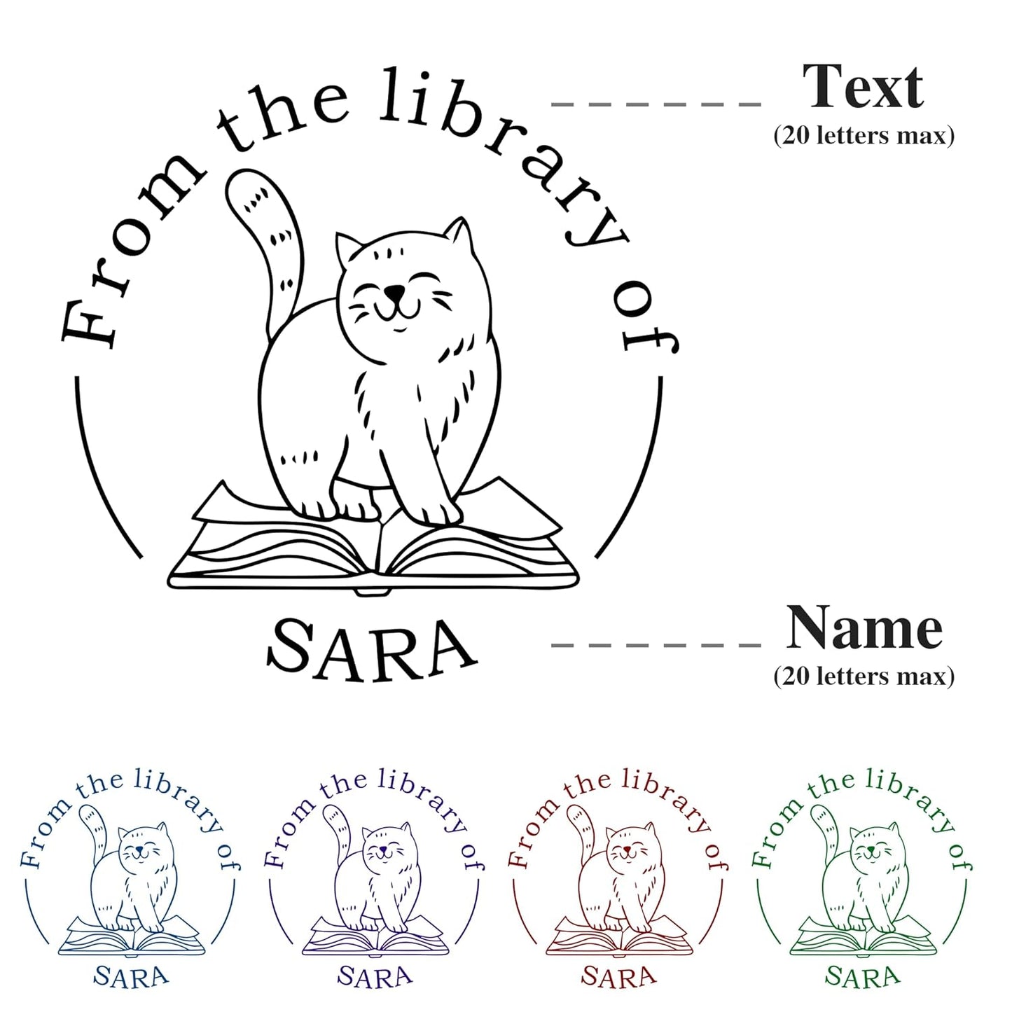 Cute Cat Book Embosser Custom Embosser Stamp with Your Name or Design Personalized Library Embosser Stamp Customized Books Business Cards Paper Documents Notebooks etc. (Cute Cat - 05)