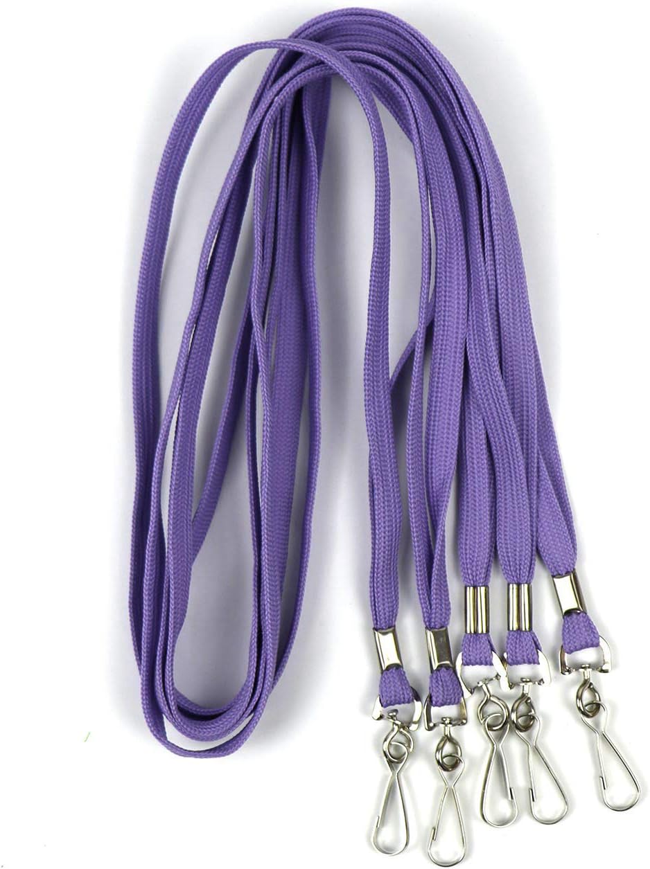 Beebel Lanyard 50PCS Lanyards with Swivel Hook clips for ID Name Badge Holder (Purple)
