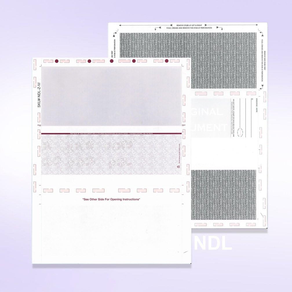 NextDayLabels - 8-1/2" x 11" Z Fold Pressure Seal Self Mailer Checks (Maroon-500)