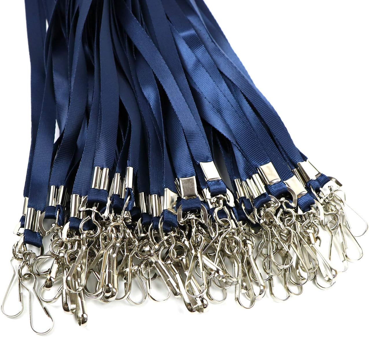 Beebel Navy Blue Lanyard Bulk Lanyards for Id Badges Flat Lanyard with Badge Clip Swivel Hook 50 Pack (Navy Blue)
