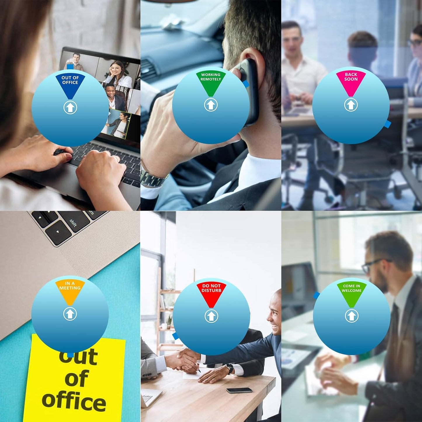 Privacy Door Sign, Do Not Disturb/Come in Welcome/Out of Office/in a Meeting/Back Soon/Working Remotely Sign, That Lets Others Know Whether You're Available Or Not For Office (6inch,Blue)