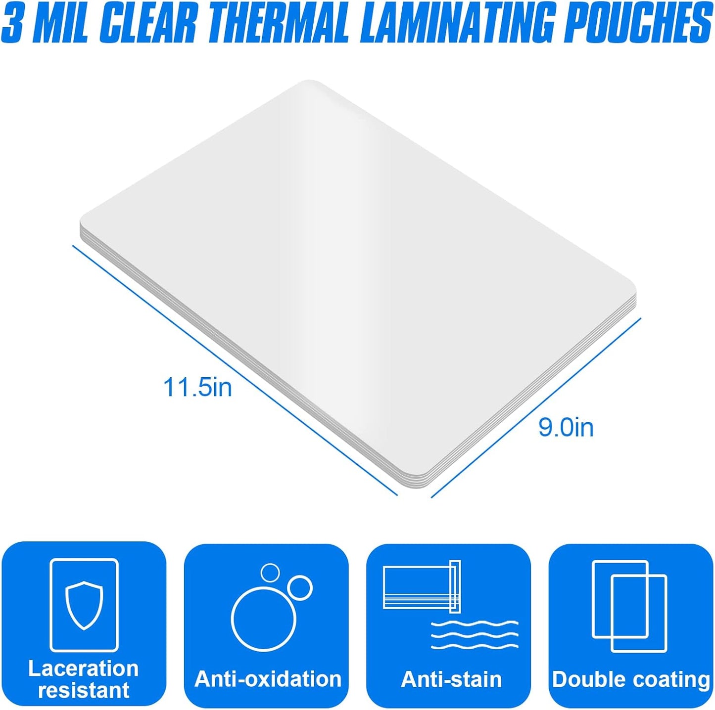 HERKKA 400 Pack Laminating Sheets, Holds 8.5 x 11 Inch Sheets, 3 Mil Clear Thermal Laminating Pouches 9 x 11.5 Inch Lamination Sheet Paper for Laminator, Round Corner Letter Size