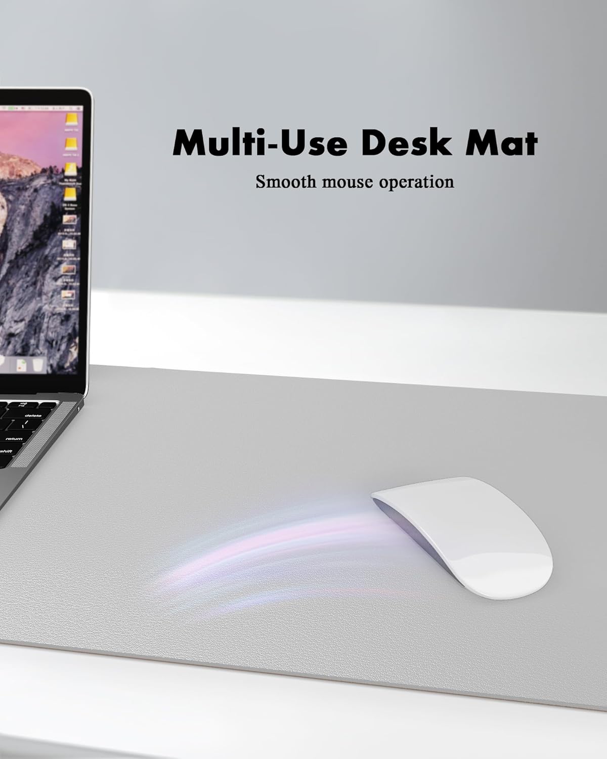 YSAGi Leather Desk Mat, Eco Cork Mat, Large Mouse Pad, Waterproof Blotter - 23.6"x13.7", Grey+Cork