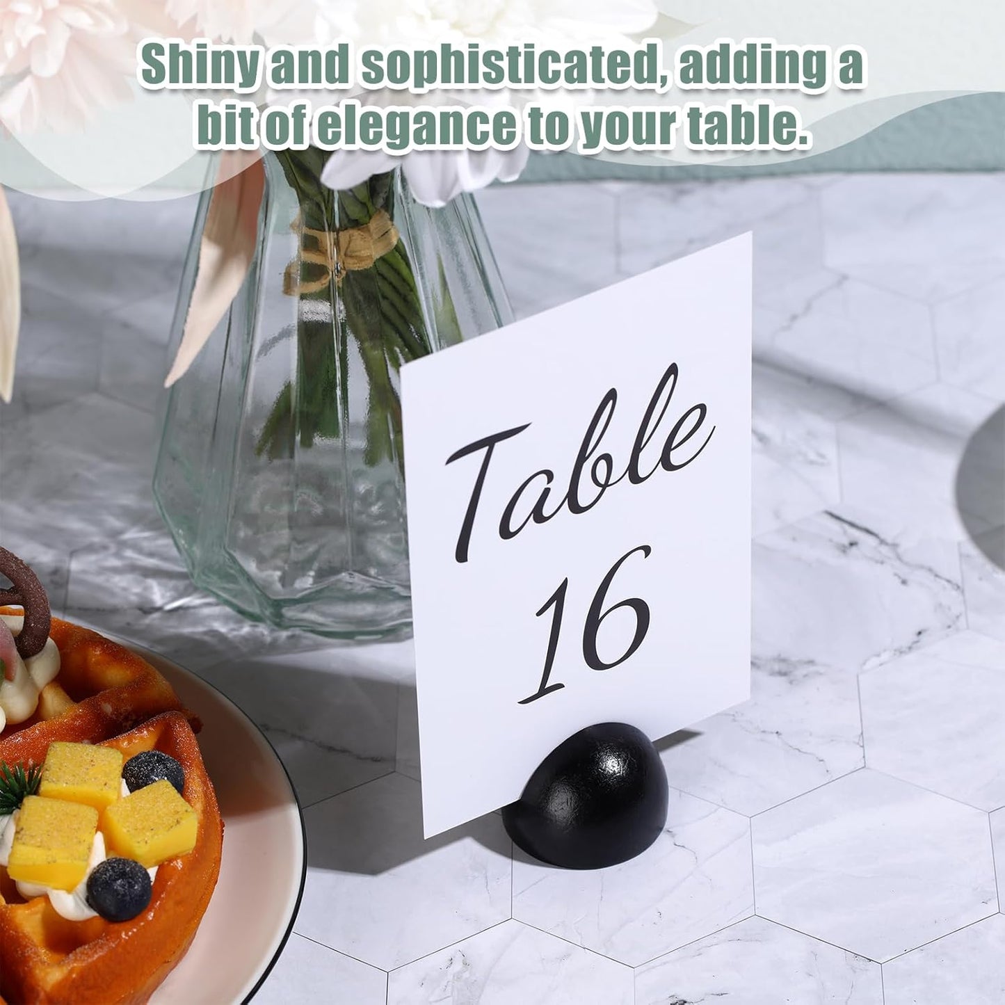 Queekay 30 Packs Gold Round Table Number Stands with 1-30 Cards- 4x6 Inch, Wedding Table Number Holders for Reception, Centerpieces, Party Decorations(Black)