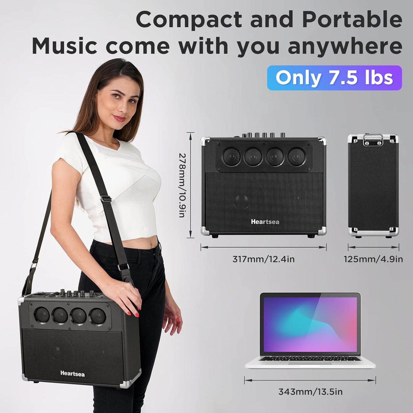 Heartsea Karaoke Machine with 2 Wireless Microphones for Adults & Kids – Portable Big Bluetooth Party Speaker, Voice Amplifier with TWS Pairing, 3-Way Big Sound for Home & Outdoor Party