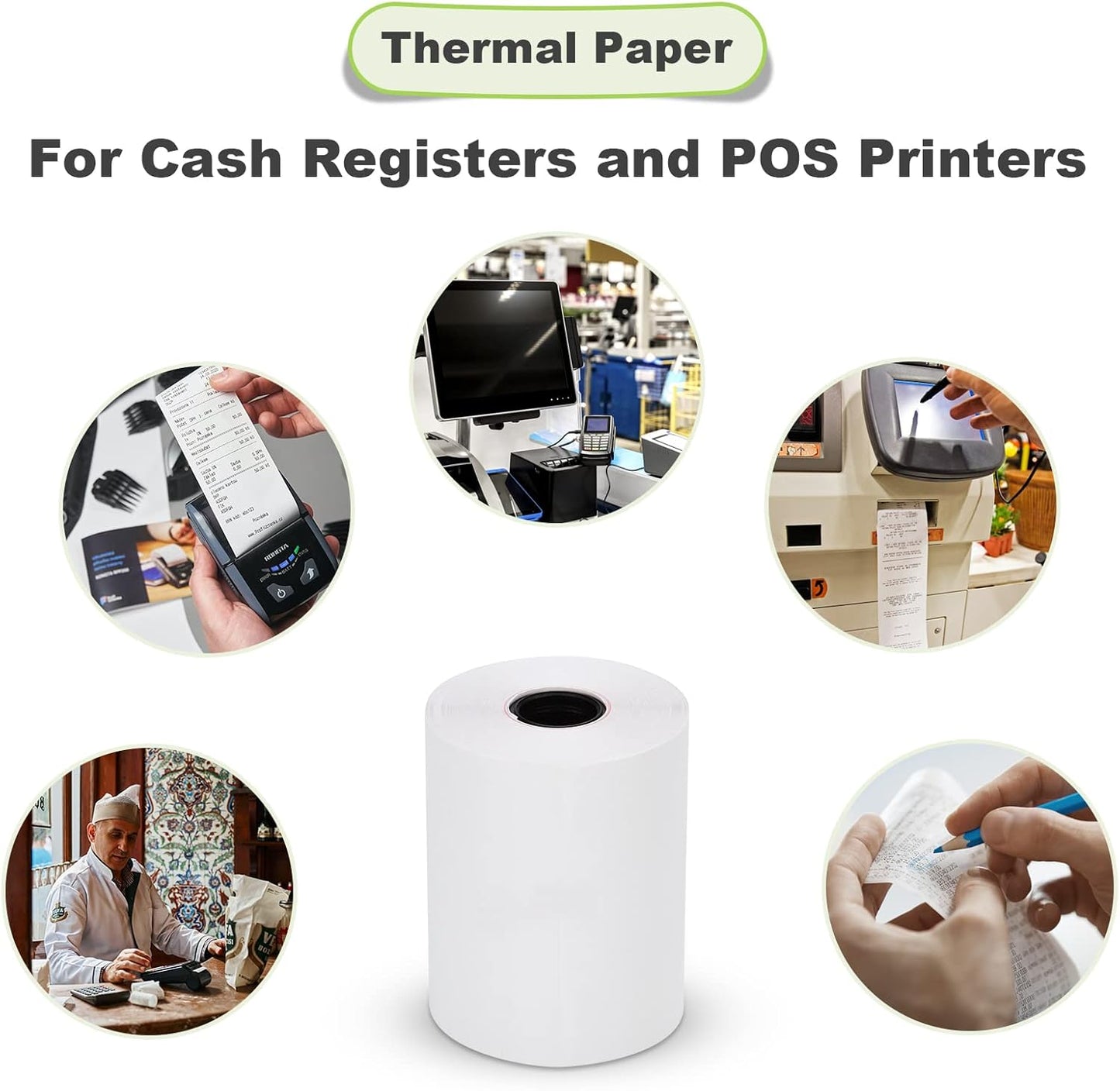 MFLABEL 2 1/4" x 50' Thermal Papers Cash Register POS Receipt Paper Credit Card Paper 5 Rolls