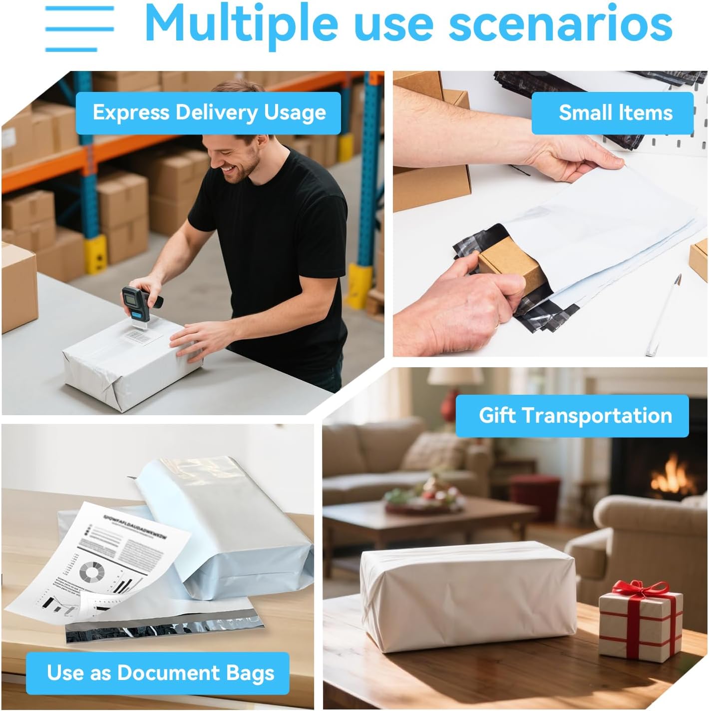 200PCS Poly Mailers 6 x 9 Inch, 1.77 Mil 5 Layer Waterproof Shipping Bags for Mailing, Clothing, Books and Package, Strong Adhesive Self Sealing Postal Envelopes for Small Business, White