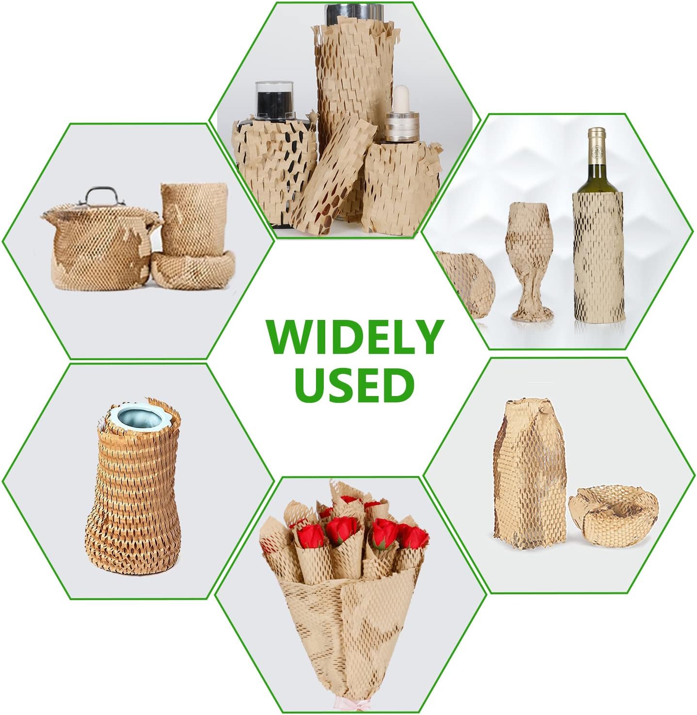 Honeycomb Packing Paper,15" x 200' Bubble Cushioning Wrap Roll for Moving Shipping Packaging Gifts, Recyclable Cushioning Paper Moving Packing Supplies Protective Roll with 20 Fragile Sticker Labels