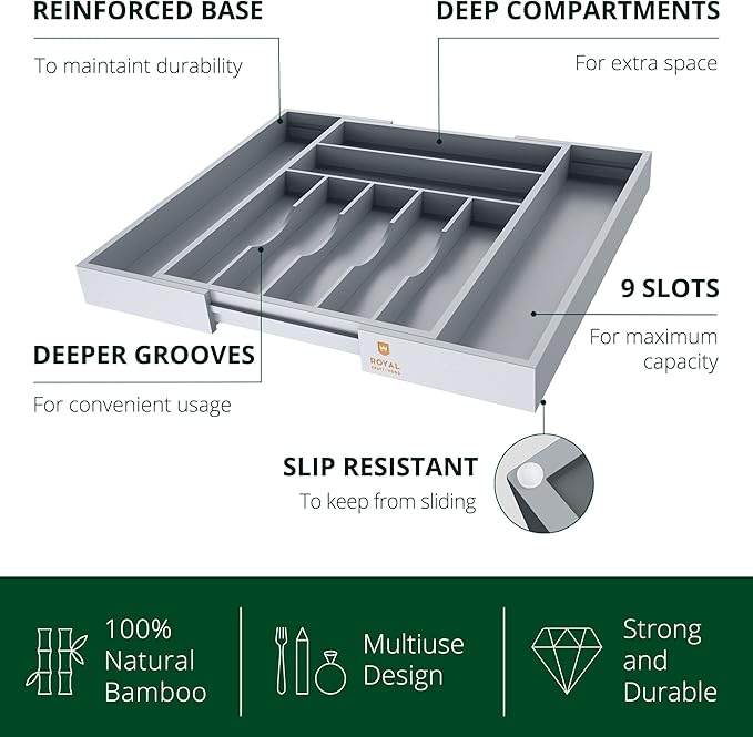 Luxury Bamboo Kitchen Drawer Organizer - Image 4
