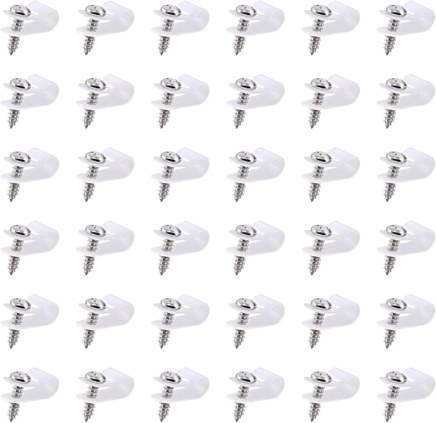 Swpeet 60 Pack White 1/4" Nylon Plastic R-Type Cable Clips Clamp Kit, Nylon Screw Mounting Cord Fastener Clips with 60 Pack Screws for Wire Management