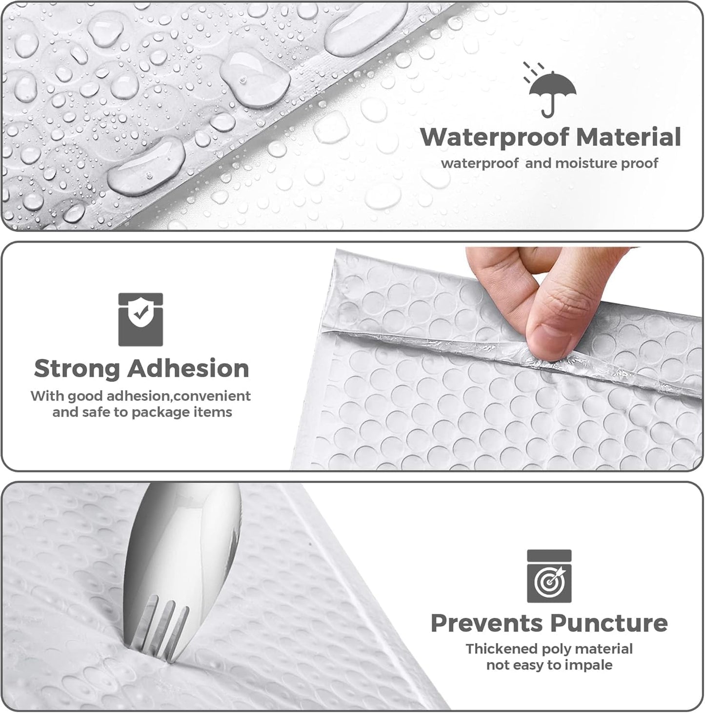 Metronic 3750 Pack Bubble Mailer 10.5x16 Inch White,Usable Size 10.5x15" Waterproof Padded Envelopes,Self-Seal Modern Bubble Mailers Cushioning for Shipping,Jewelry Makeup Supplies, Packaging Bulk