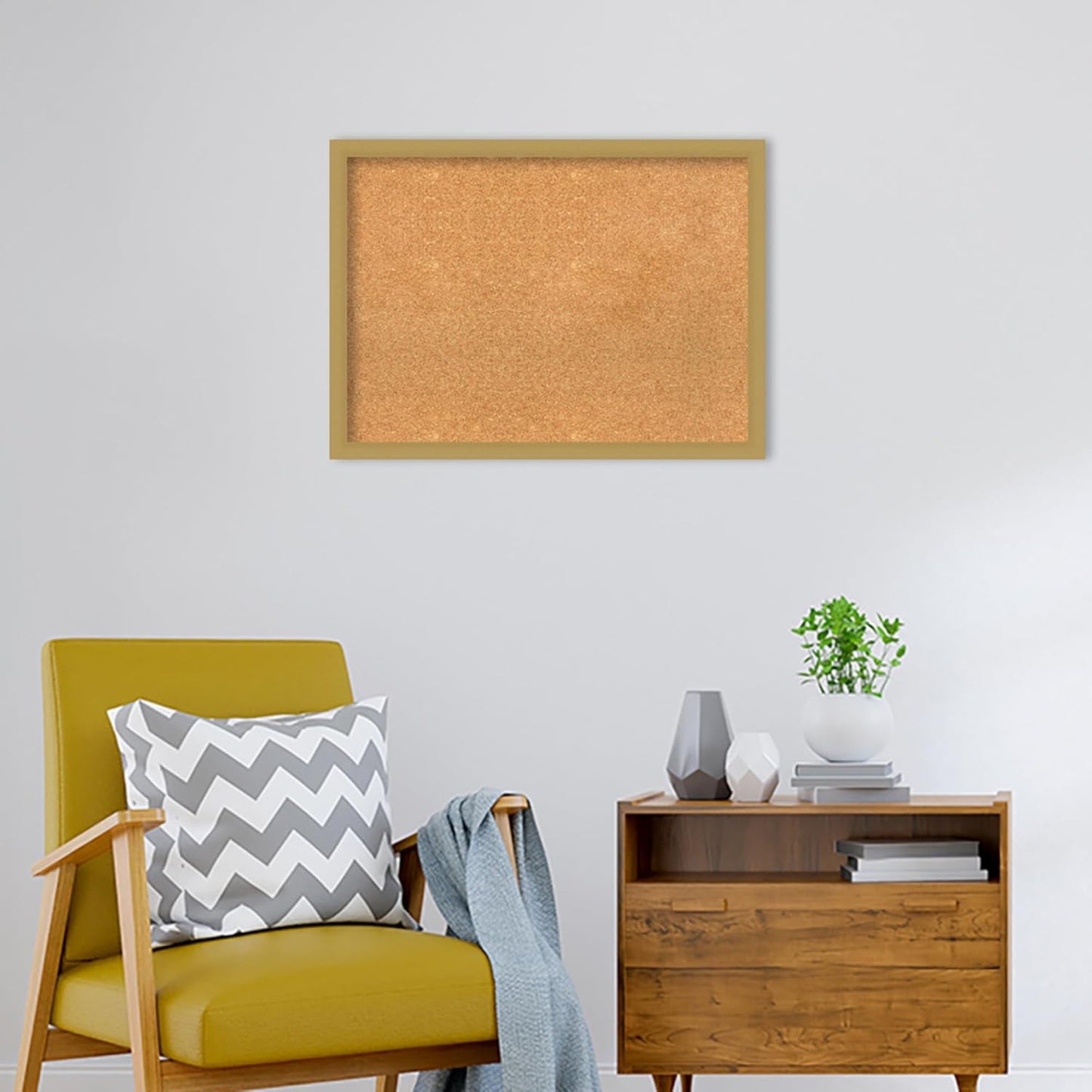 Amanti Art Natural Cork Board for Wall, 22x30 Vision Board with Gold Frame, Medium Corkboard Office Decor for Home Organization, Casual Corkboard Pinboard to display items for home organization