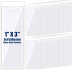 Outus 200 Pack 1.2 x 3.35 Inch Self Adhesive Label Pockets Bulk Plastic Labels by Outus