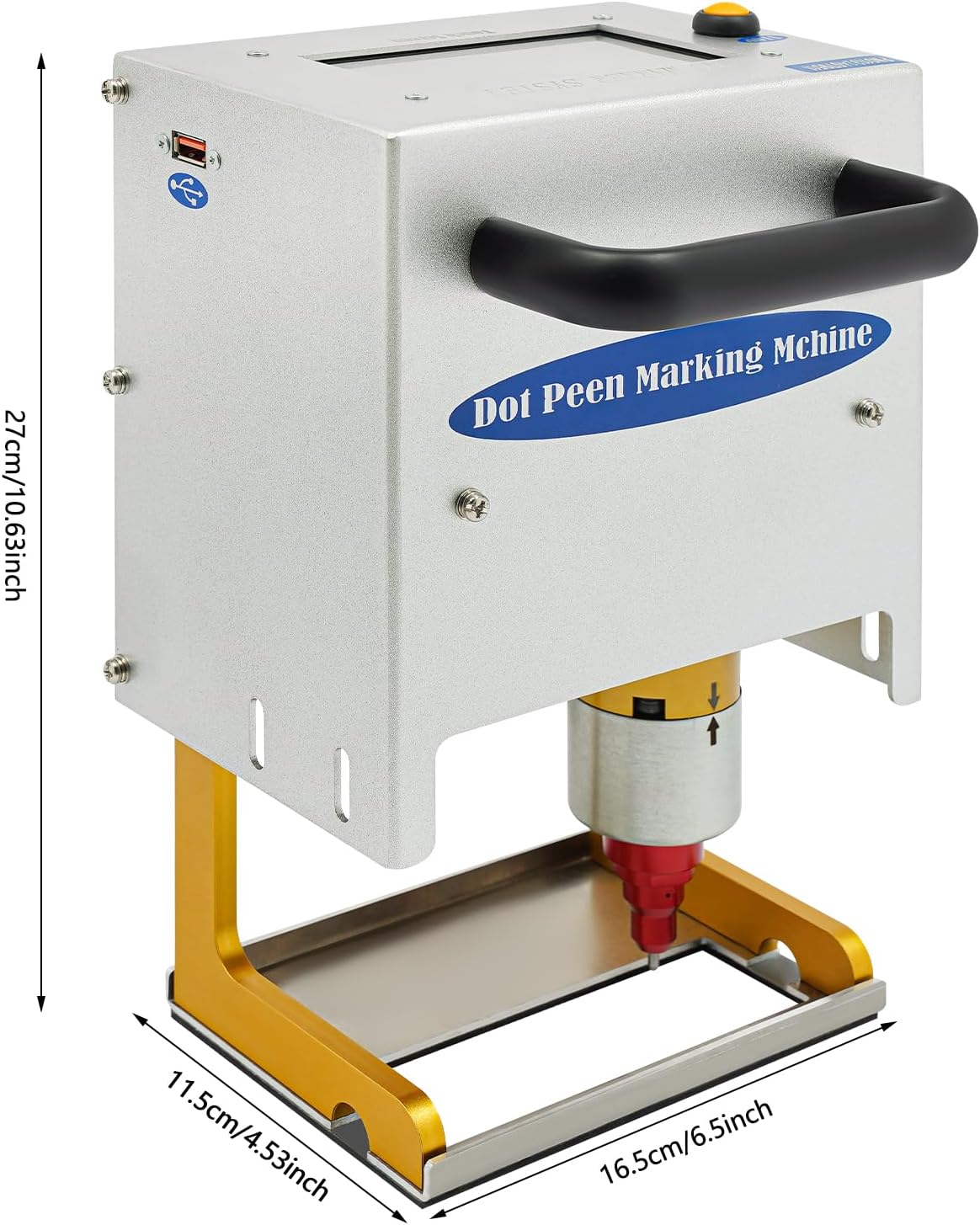 Engraving Marking Machine, Portable Handheld Dot Peen Marking Machine, High Speed Metal Pin Stamping tool for Vehicle Parts Marking/Chassis/Metal Parts Engraving 300W