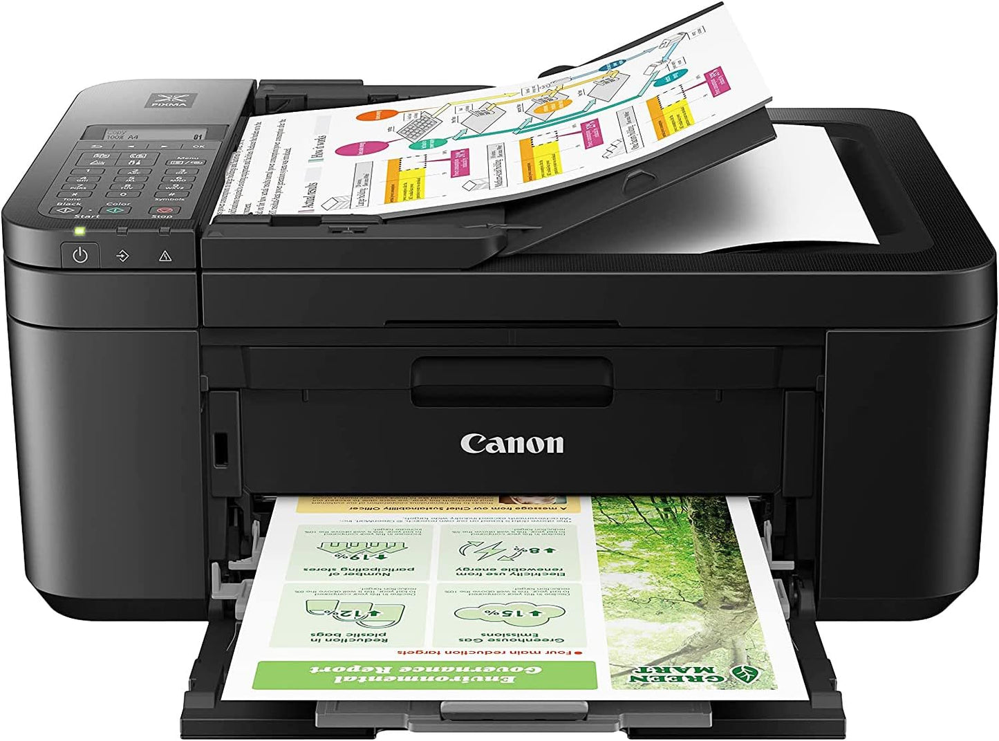 Canon PIXMA TR4720 All-in-One Wireless Printer with Auto Document Feeder, Mobile Printing, Copy, Fax and Scanner Black 5074C002 Bundle with DGE USB Connection Cable + Small Business Software Kit