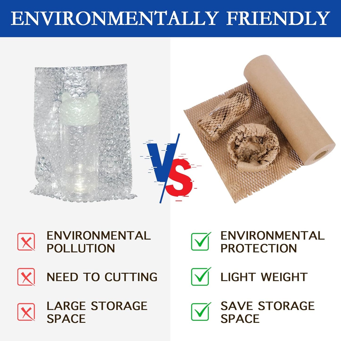 Aimyoo Honeycomb Packing Paper, 12" x 131' Recycled Bubble Wrap for Packing, Eco Friendly Bubble Packing Paper Wrapping Roll for Moving Shipping Packaging