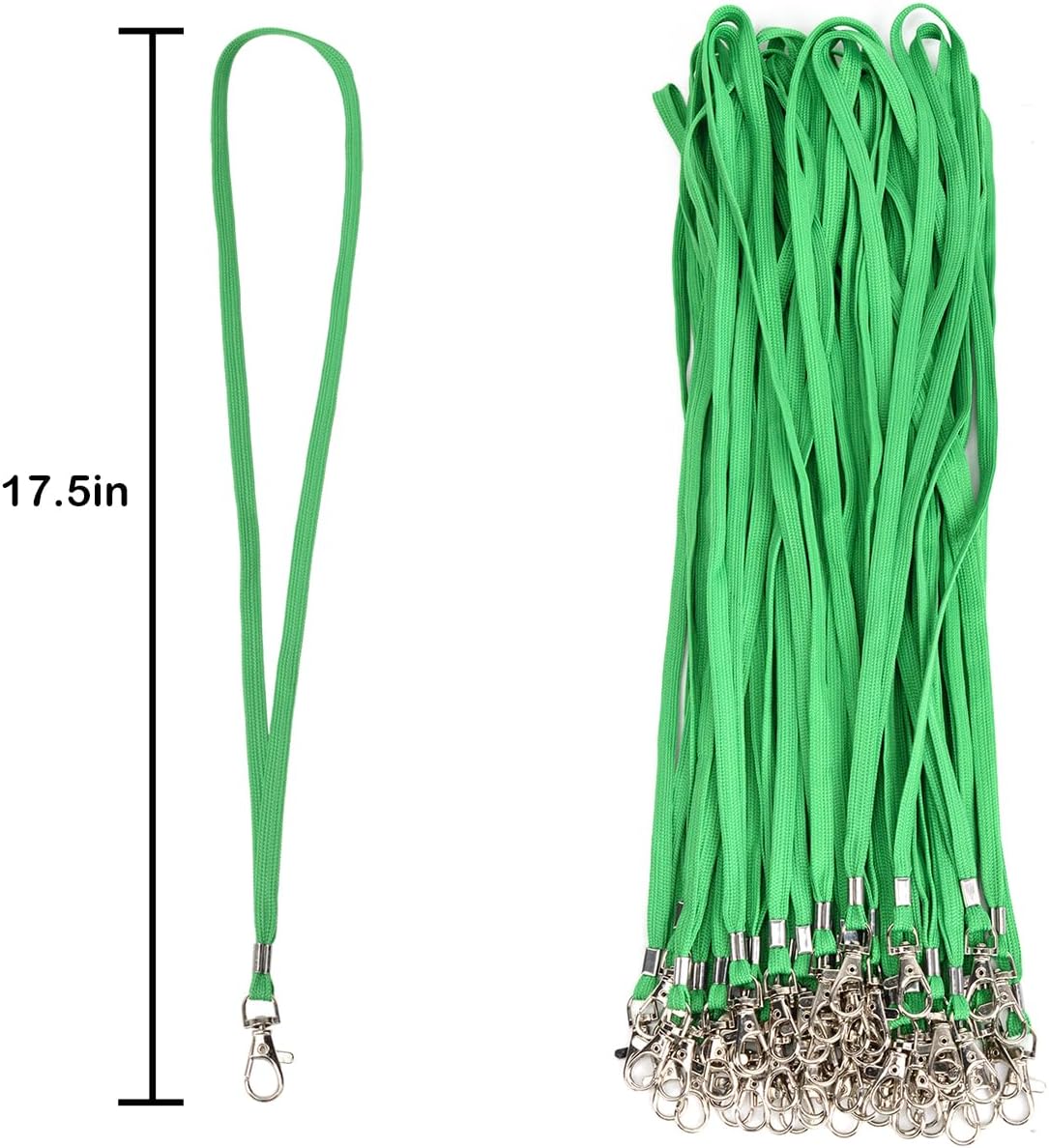 Lanyards 10 Pcs Bulk Lanyard for Id Badges Flat Lanyard with Badge Clip Swivel Hook (10, Green)