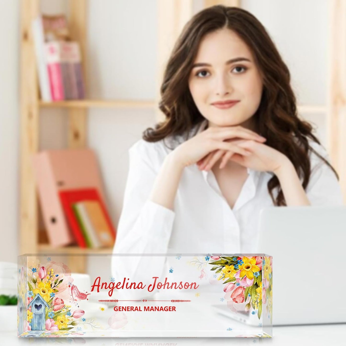 Personalized Name Plate for Desk, Custom Acrylic Desktop Accessories Office Decor for Women Men, Offices Gift for Coworkers Boss Teacher, Employee Appreciation Gifts