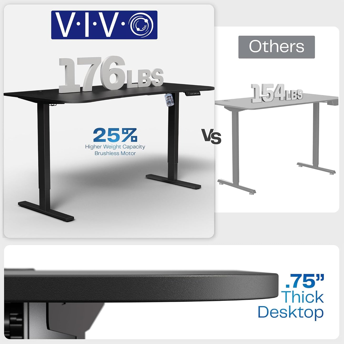 VIVO Electric 63 x 32 in Rustic Standing Desk, Memory Height Adjustment, 1B Series, Vintage Brown Top Black Frame, DESK-KIT-1B1N