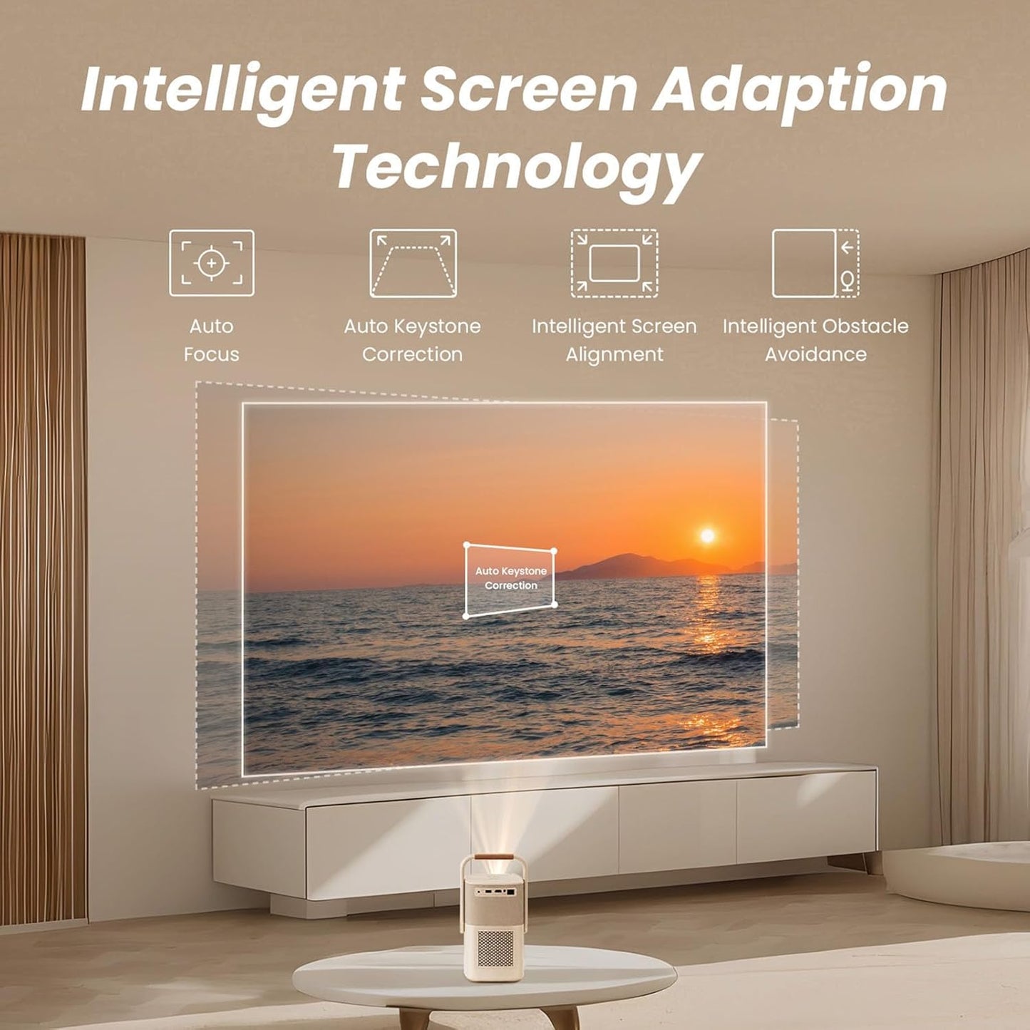 Yaber T2 Outdoor Projector with WiFi 6 and Bluetooth, Battery Powered Projector with Native 1080P & JBL Speaker, Smart Movie Projector for Inside and Outside, Compatible with TV Dongle (Not included)