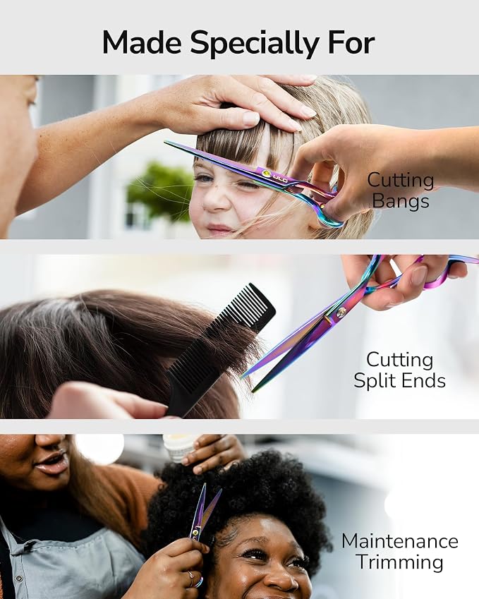 ULG Professional Hair Scissors Kit Right-Hand Razor Edge Barber Scissors Salon - Image 8