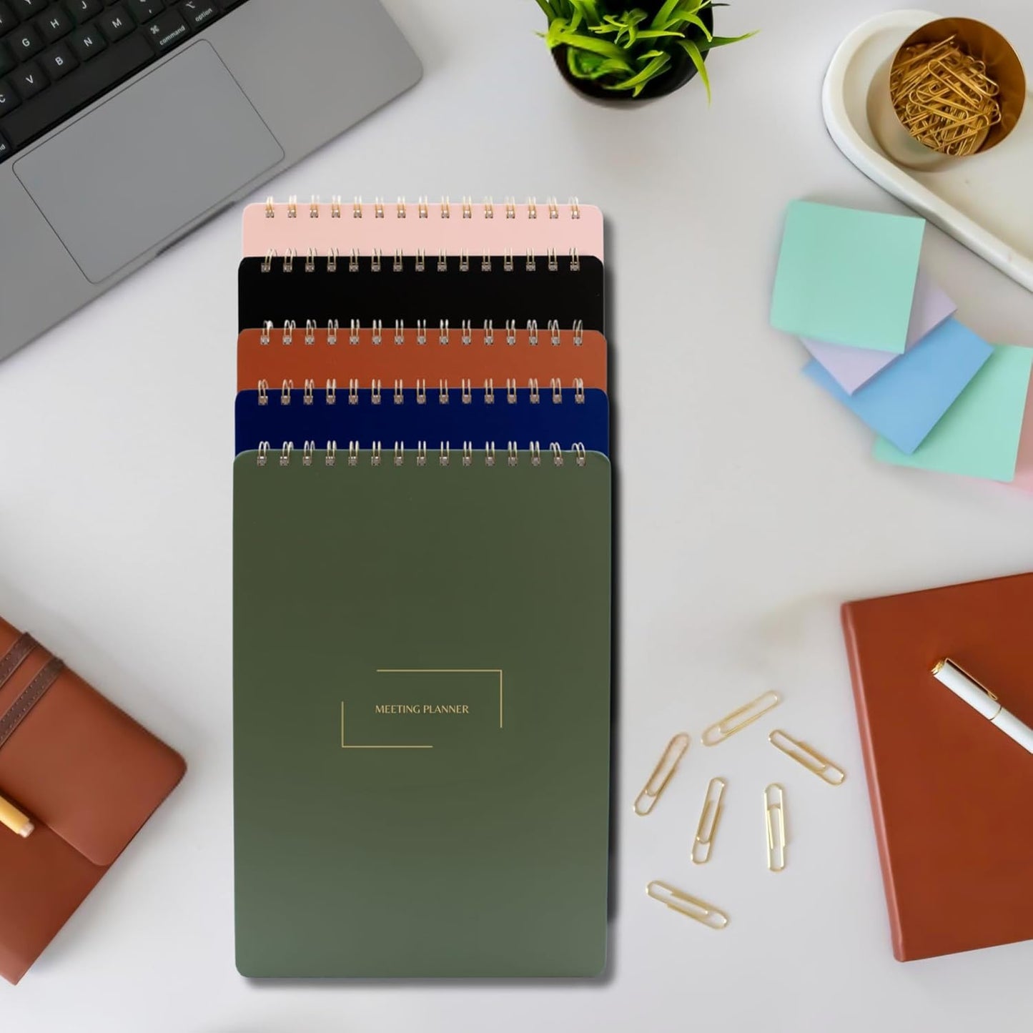 | Meeting Notebook for Work | 8.25" x 11.75" | Project Planner | Simple Design | Multiple Layouts | Office and Business Planner (Navy, Meeting Planner - Portrait)