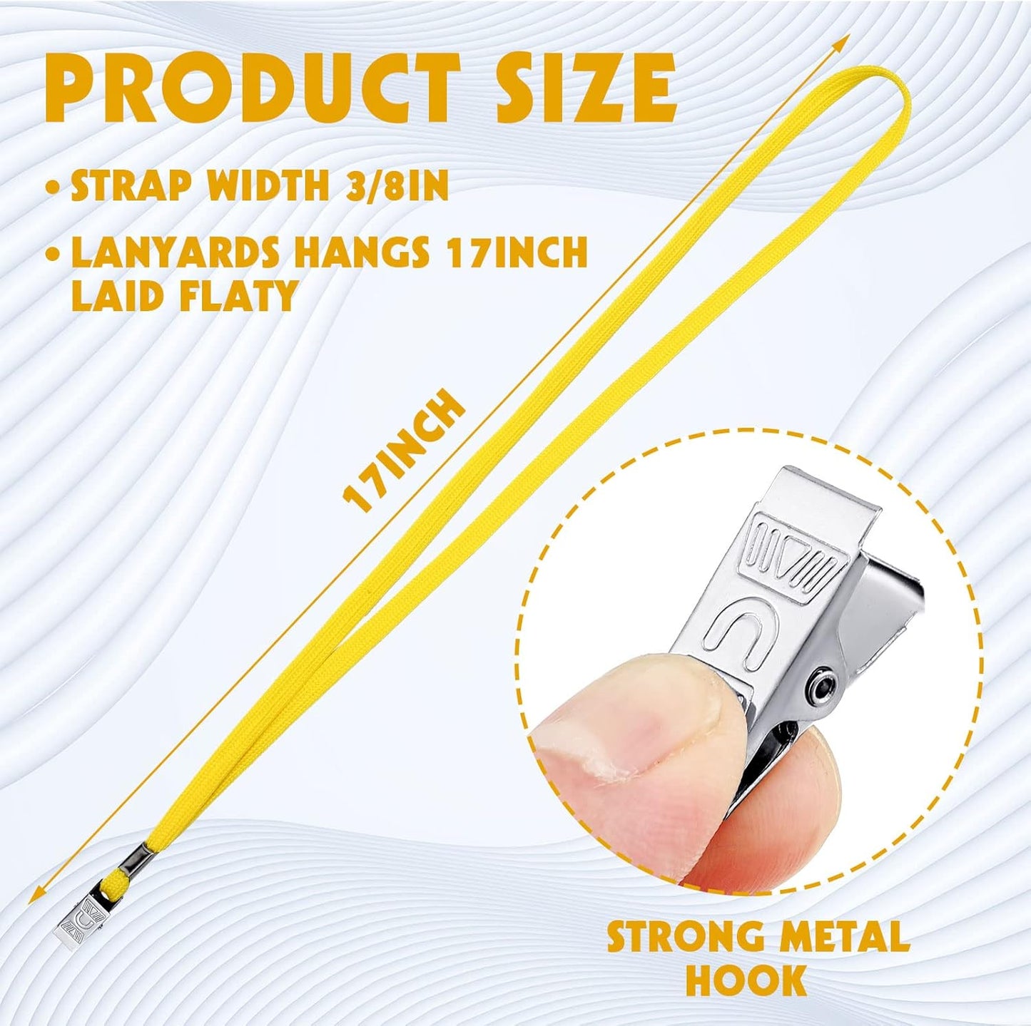 Hoolerry 300 Pcs Lanyards Clips Bulk for ID Name Badge Holder Lanyards Flat with Swivel Hook for Office School(Yellow)