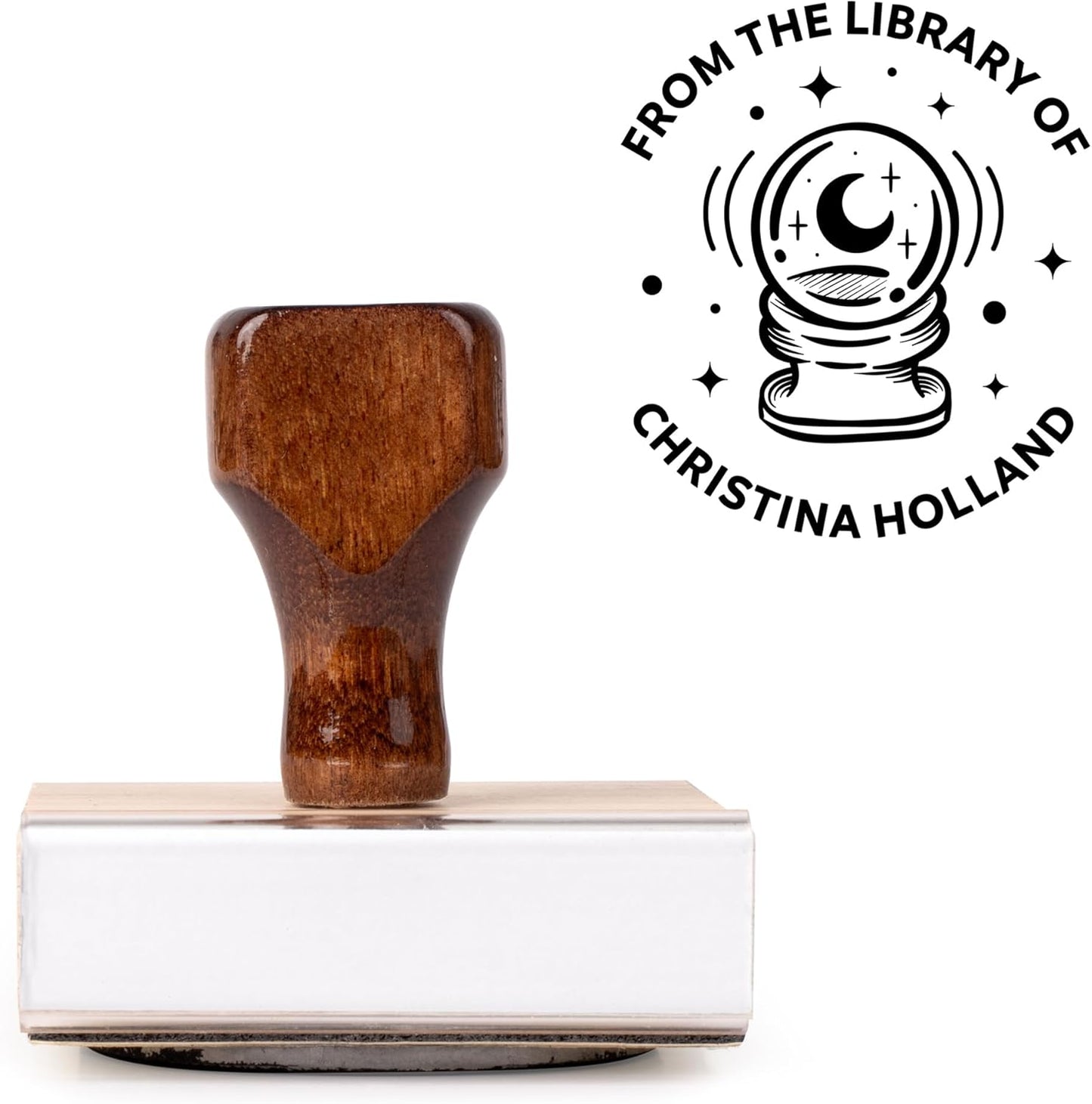 from The Library of Embossers & Stamps for Fantasy Book Readers | Custom Embosser | Custom Stamp | Ex Libris | Elevate Your Fantasy Collection of Stories and Novels (Design 3, Wood Hand Stamp)