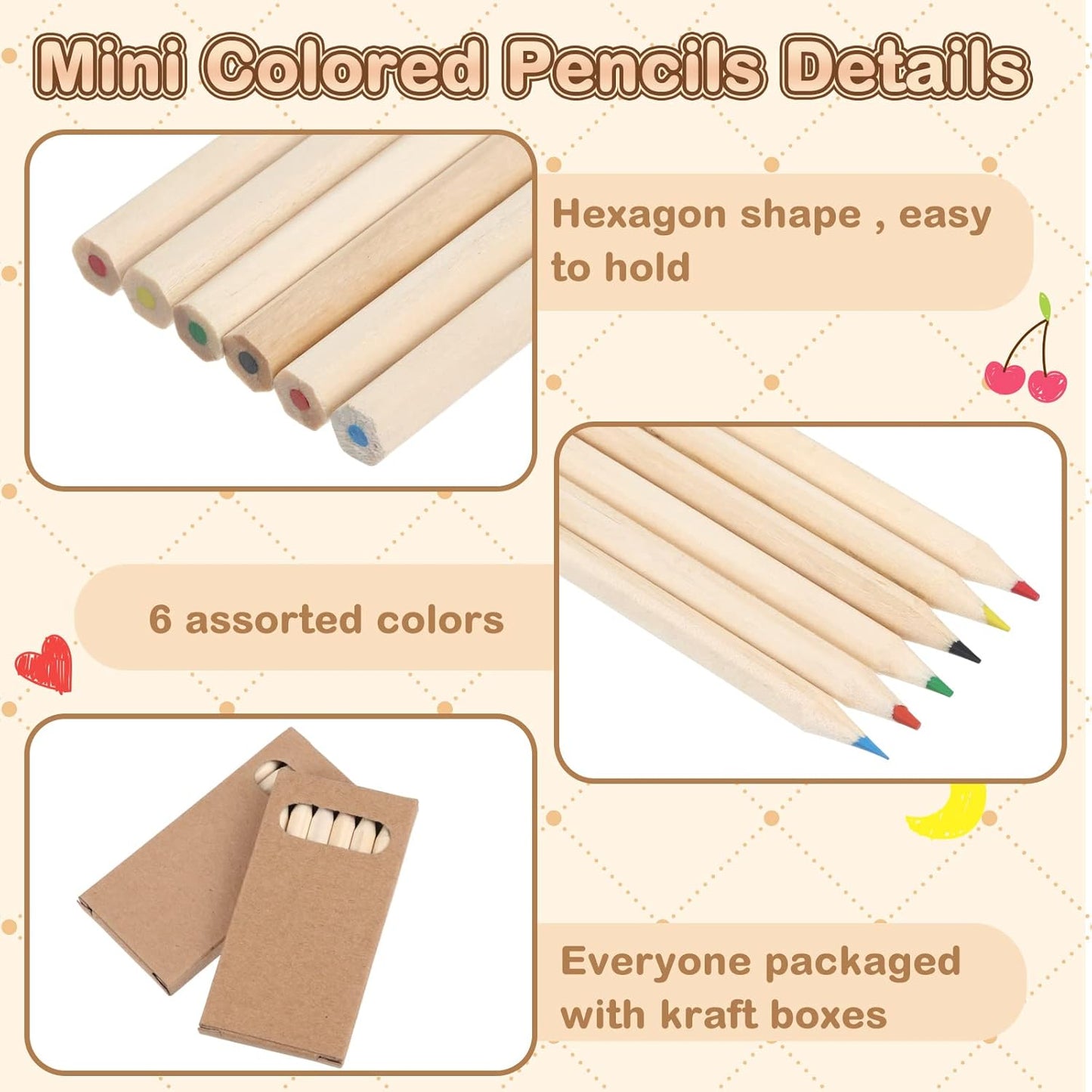 Ctosree 24 Packs Mini Colored Pencils Bulk 3.5 Inch Coloring Drawing Pencil in Kraft Boxes Goodie Bags Gift for Kids Adult Classroom School Office Painting Christmas Birthday Party Favor, 6 Per Pack