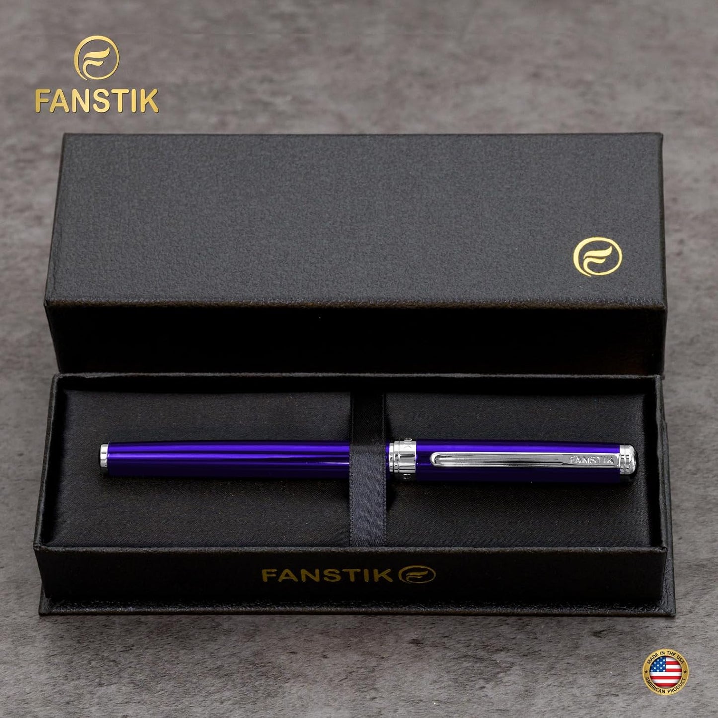 Customized Blue Luxury Rollerball pen (Made In USA) fancy gift set for women, Real 24K Gold Plating, Professional executive pen gift set for men (Lux Custom-Rollerball Blue)